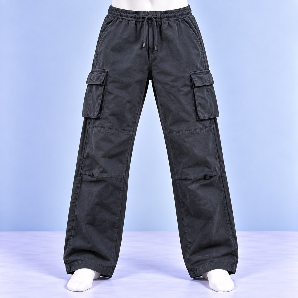 Unbranded Cargo Pants Mens 30x29 Black Elastic Waist Utility Pockets